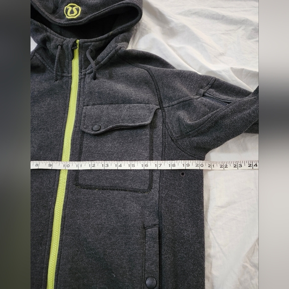 Lululemon Gray Lime Fleece Full Zip Hoodie Sweatshirt, Men's Size S - Picture 11 of 12